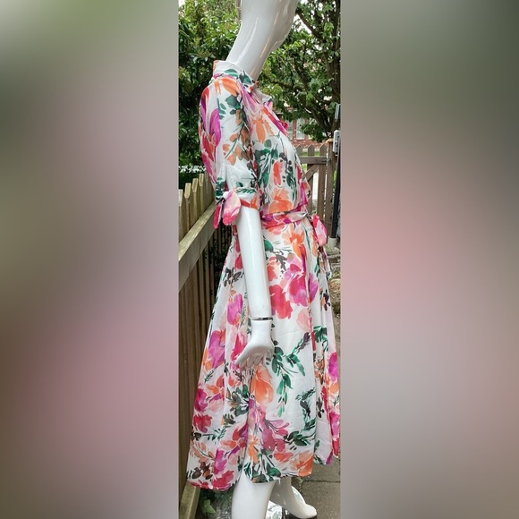 Calvin Klein crepe floral dress with built in slip size 4 - Picture 10 of 16